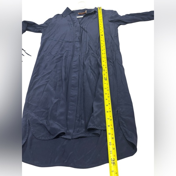 Tory Burch Navy Blue Women's Shirt Dress Button Up Collared Silk Size 2 - Picture 7 of 8